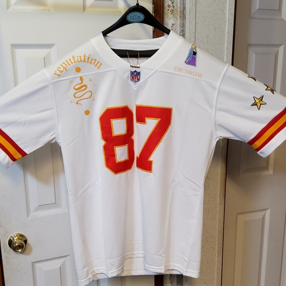 T Swiftie KC 87 White Custom Away Jersey Theme (Reputation) With Anklet …